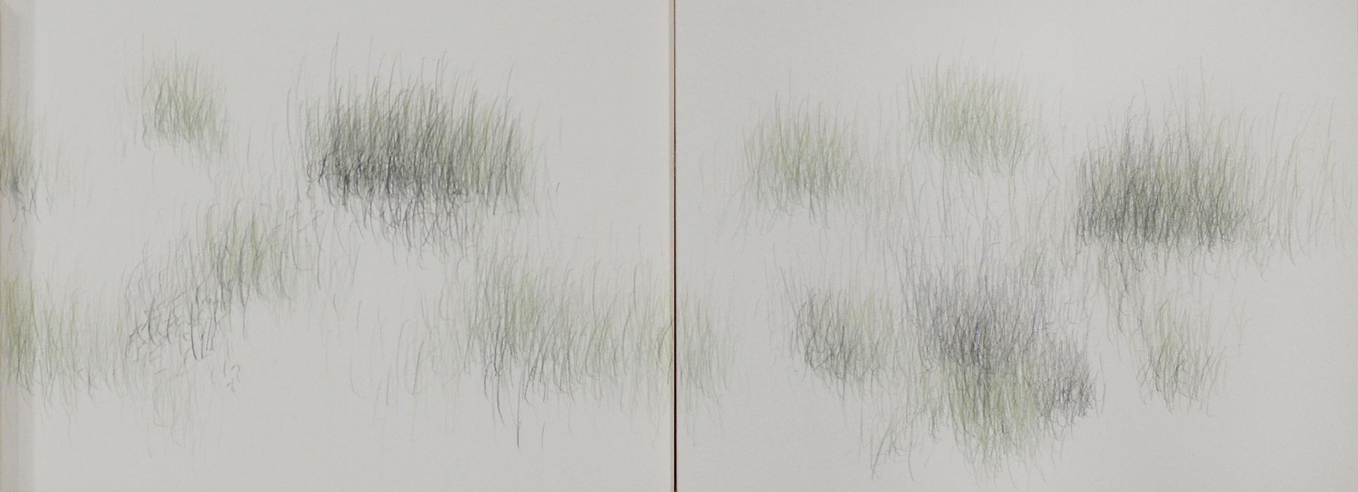 Joanne Aono, Home Fields, drawing, Green Fieldscape