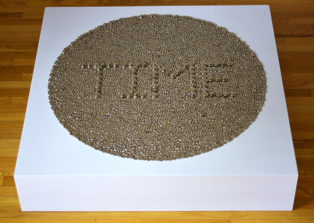 used watch batteries sculpture insallation time