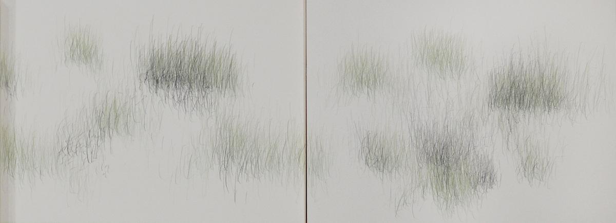 Joanne Aono, Home Fields, drawing, Green Fieldscape